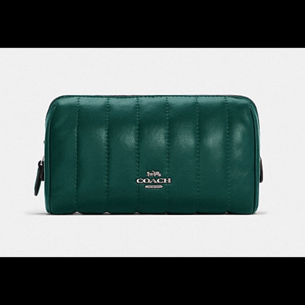Green Leather Cosmetic Bag